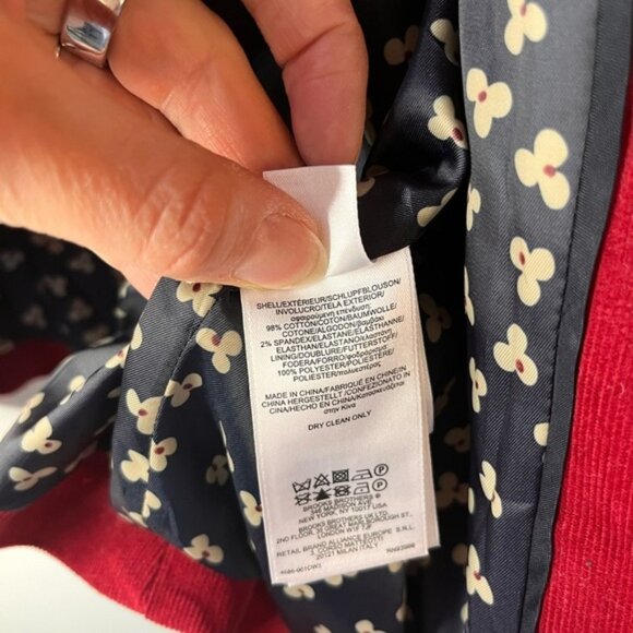 Brooks Brothers 346 Corduroy Blazer Red Fitted Buttoned Floral Lined Womens Sz 4 - Picture 10 of 11